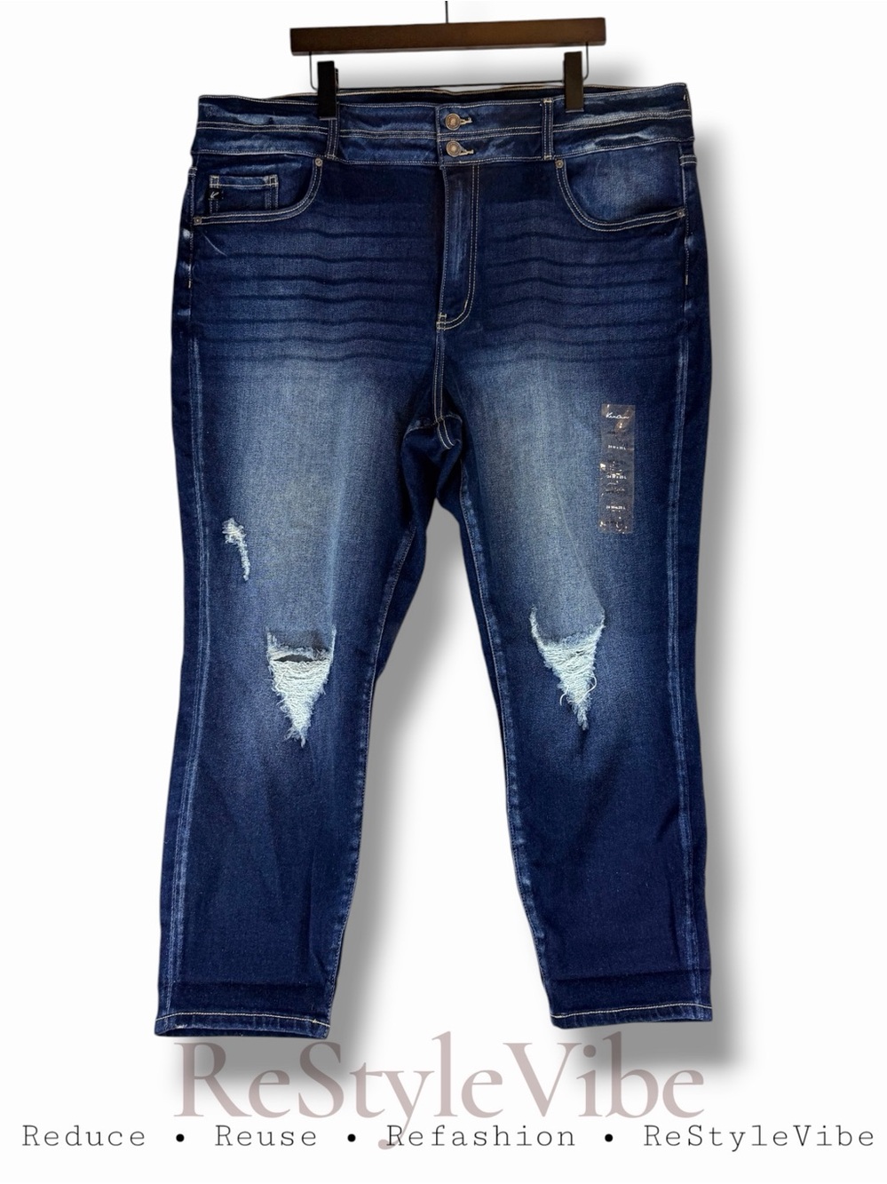 KANCAN Women’s Size 24 Denim Jeans Ankle High Rise Style Fit Stretch Distressed